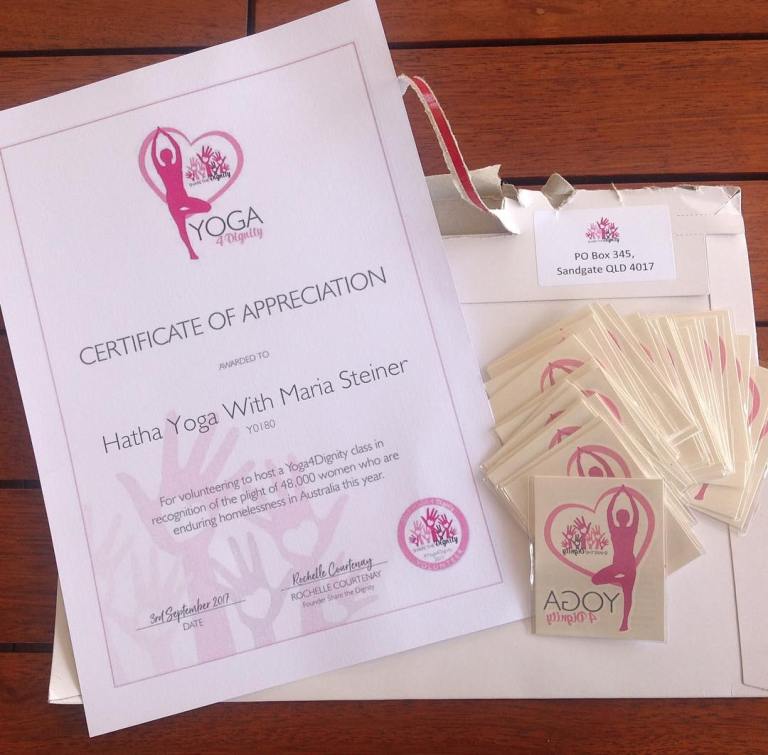 Certificate of Appreciation #Yoga4Dignity